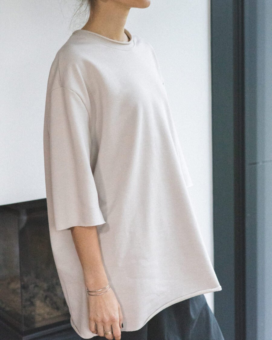 0003 RAW EDGE T - SHIRT - FRENCH TERRY KNIT - CLAY