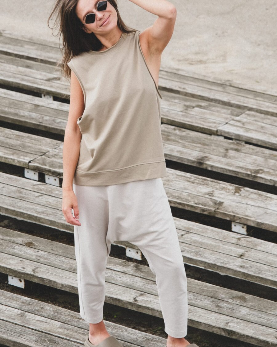 0008 SLEEVELESS TOP - FRENCH TERRY KNIT - CLAY