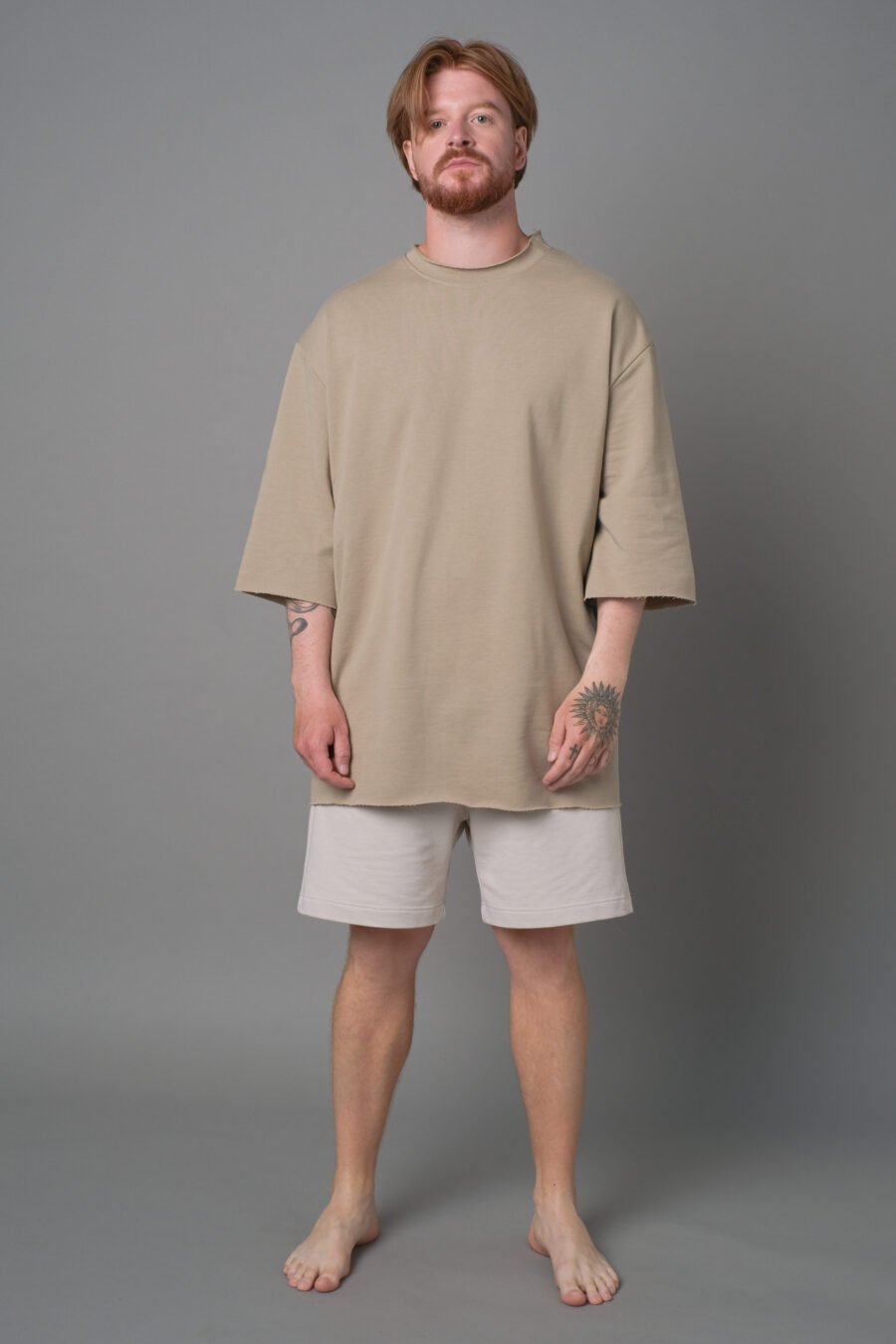 MATSU. 0010 SHORTS – FRENCH TERRY KNIT – CLAY. FRONT VIEW