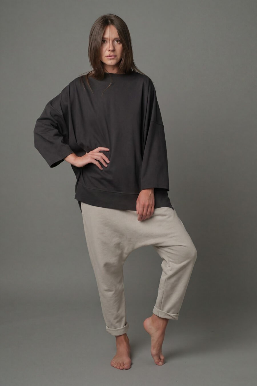 MATSU. 0005 LOUNGE PANTS - FRENCH TERRY KNIT – CLAY. FRONT VIEW