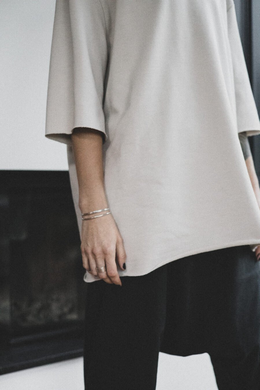 MATSU. 0003 RAW EDGE T – SHIRT – FRENCH TERRY KNIT - CLAY. UNISEX. FRONT VIEW