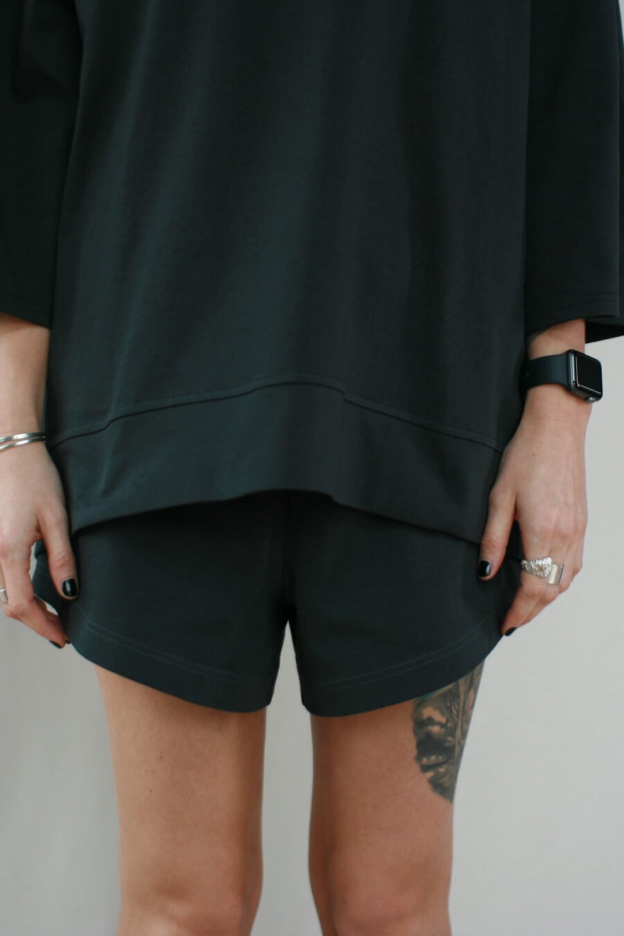 MATSU. 0009 PAJAMA SHORTS – SINGLE JERSEY – VOLCANIC ASH. FRONT VIEW