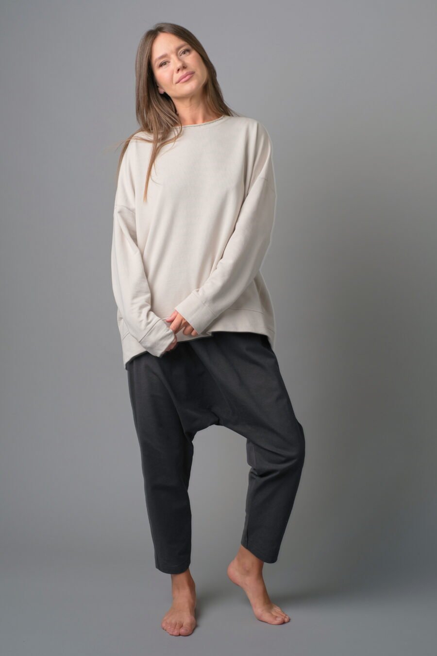 MATSU 0001 oversized sweatshirt in clay French Terry knit, front view