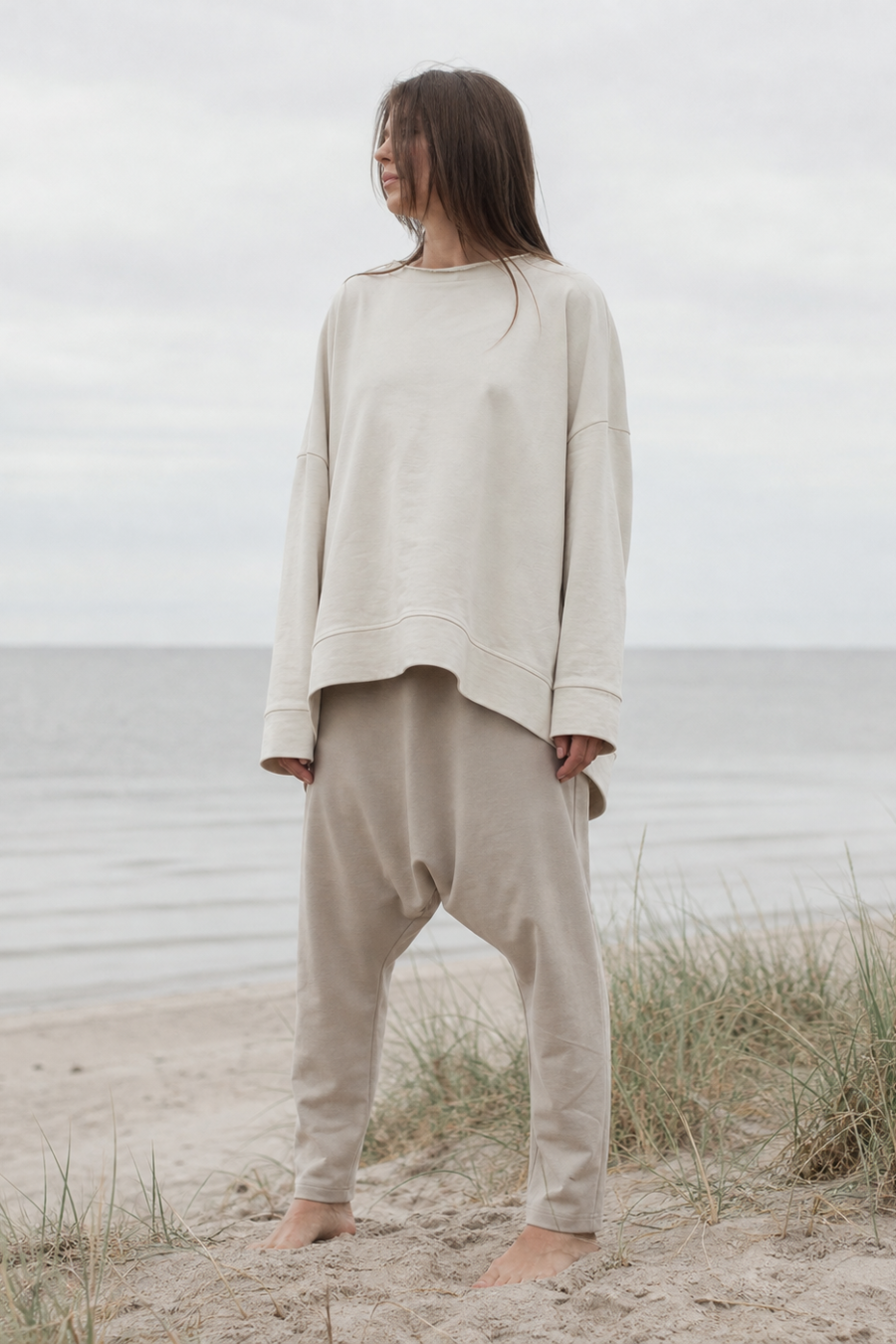 MATSU. 0005 LOUNGE PANTS - FRENCH TERRY KNIT – CLAY. FRONT VIEW