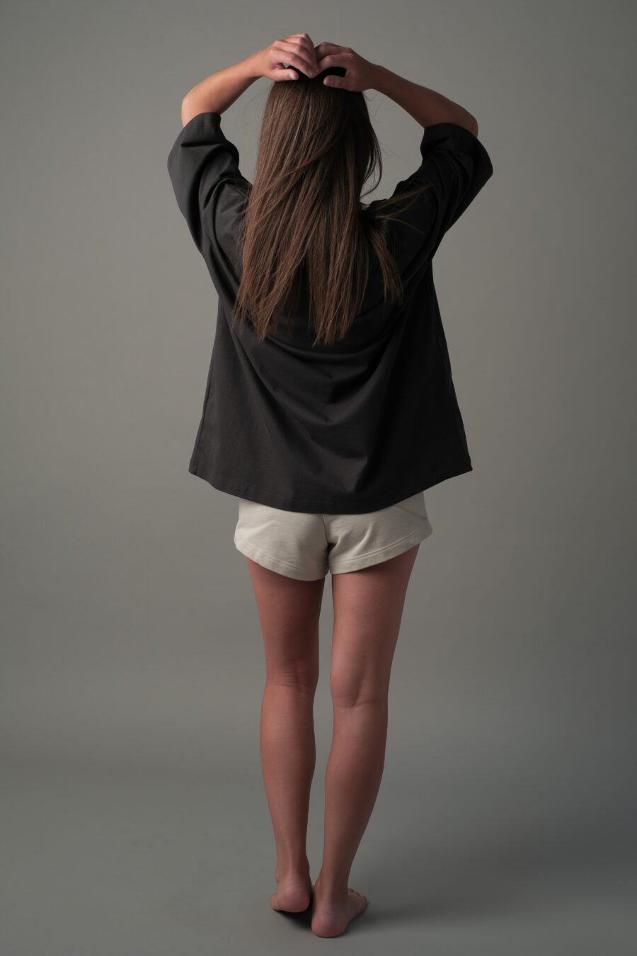MATSU. 0009 PAJAMA SHORTS – FRENCH TERRY KNIT – CLAY. BACK VIEW