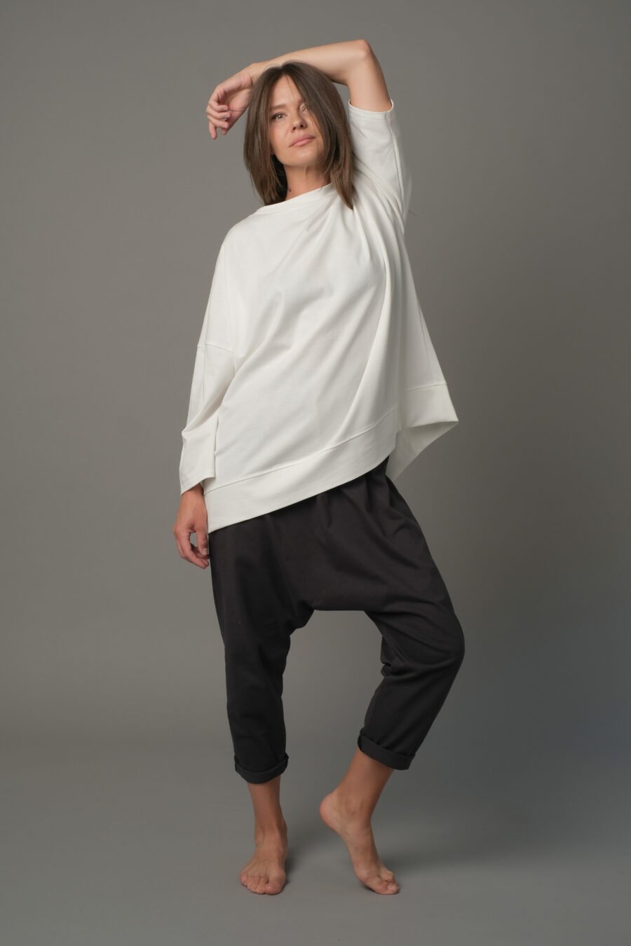 MATSU. 0005 LOUNGE PANTS - SINGLE JERSEY - VOLCANIC ASH. FRONT VIEW