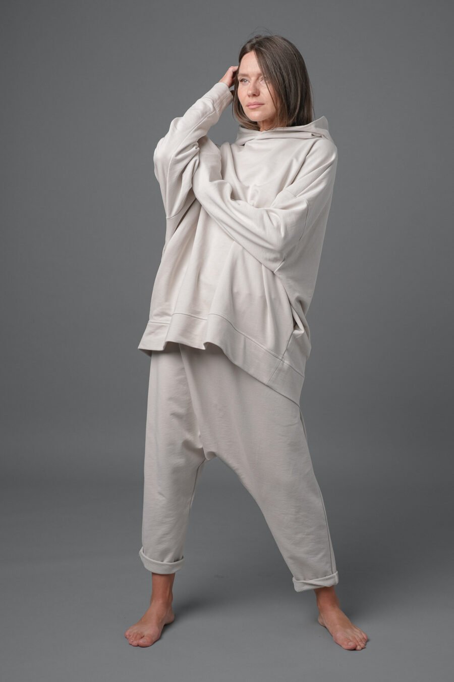 MATSU. 0002 HOODIE-FRENCH TERRY KNIT- CLAY. FRONT VIEW