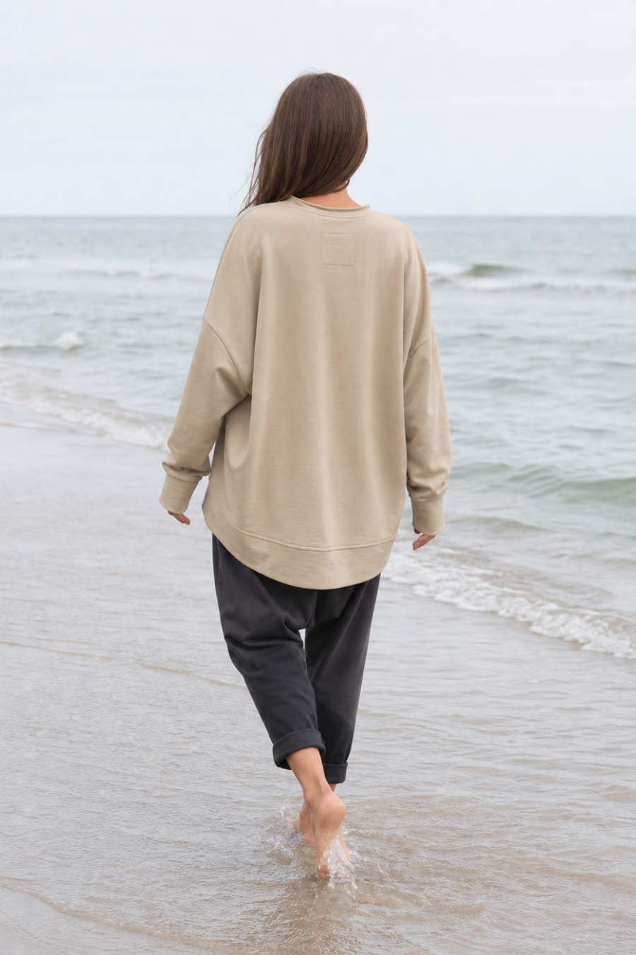 MATSU. 0001 SWEATSHIRT - FRENCH TERRY KNIT - DUSTY BEIGE, UNISEX, FRONT VIEW