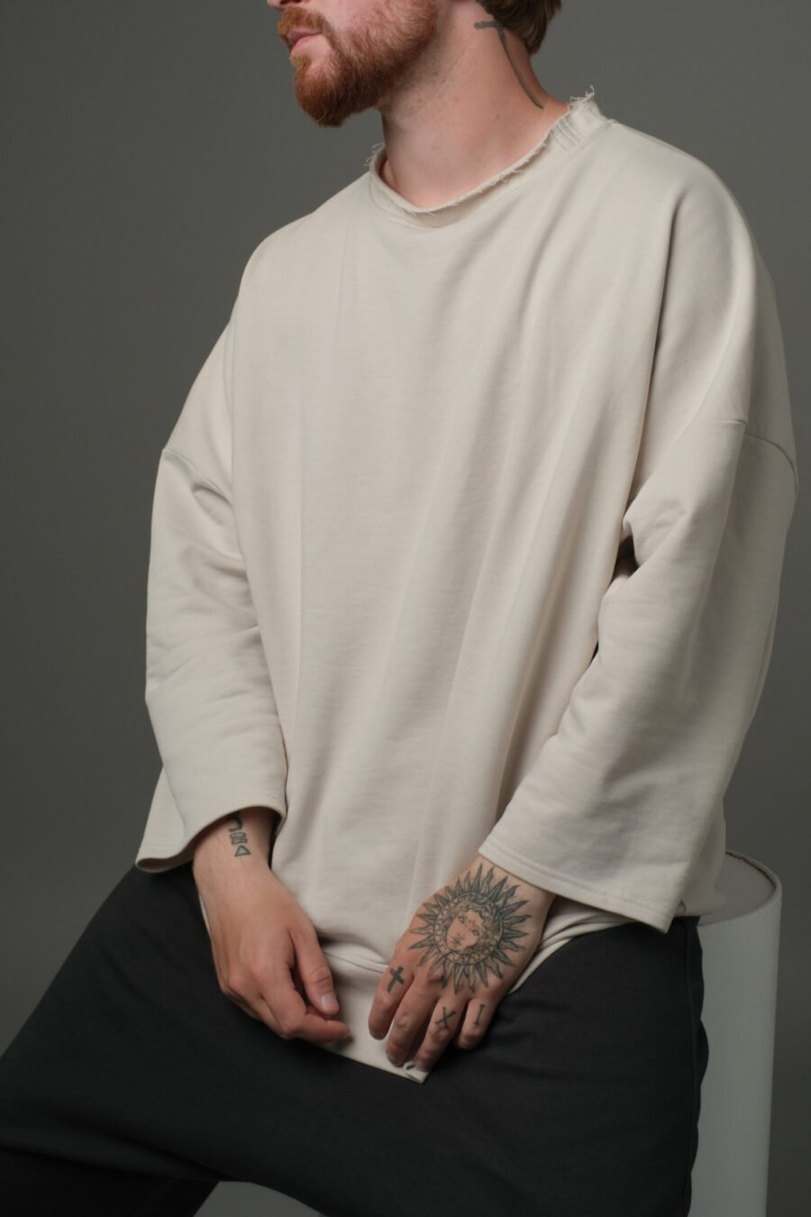 MATSU. 0006 - 3/4 SLEEVE SWEATSHIRT - CLAY. FRONT VIEW